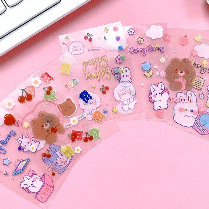 พร้อมส่ง-p-073-พร้อมส่งสติ๊กเกอร์-pvc-สติ๊กเกอร์ไดคัท-pvc-milkjoy-หมี-เกาหลี-ติดเคส-โน๊ตบุ๊ค-สติกเกอร์ตกแต่ง-สติกเกอร์ปิดผนึก