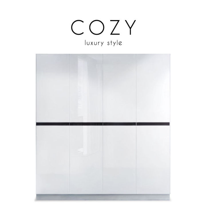 COZY (โคซี่) ตู้เสื้อผ้า โครงไม้ ปิดผิวลากลอส
