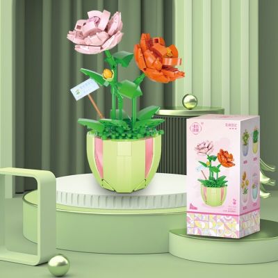 Rose Flower Building Block Brick Eternal Bouquet Model Assembly Plastic Plant Decoration Educational Toy For Kids Birthday Gift