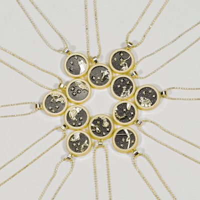 12 Conslation Night Zodiac Sign Star Gold Pendant Necklace Choker Jewelry Gifts Wholesale Jewelry