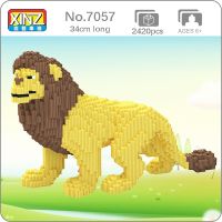 XIZAI 8008 Yellow Male Lion Wild Animal Pet 3D Model 34cm long DIY Mini Magic Blocks Bricks Building Toy for Children no Box