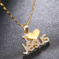 Trendy Letter I LOVE JESUS Shape Pendant Necklace Women 39;s Necklace Bohemian Crystal Inlaid Pendant Religious Accessories Jewelry