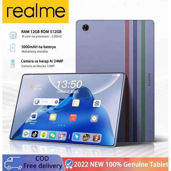 Realme tablet 2022 New Android Tablet Large Screen PC Tablet 12+512GB
