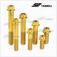 Taimeili สกรู Gr5หัวแปลนรองเกลียวไทเทเนียมหัวหกเหลี่ยมทอง M10/M8x15-70mm ซ่อมรถจักรยานยนต์