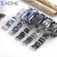 ❀❈✠ EACHE Camouflage Nylon Watch Straps 18mm 20mm 22mm 24mm Watch Band With Stainless Steel Silver Color Black Buckles