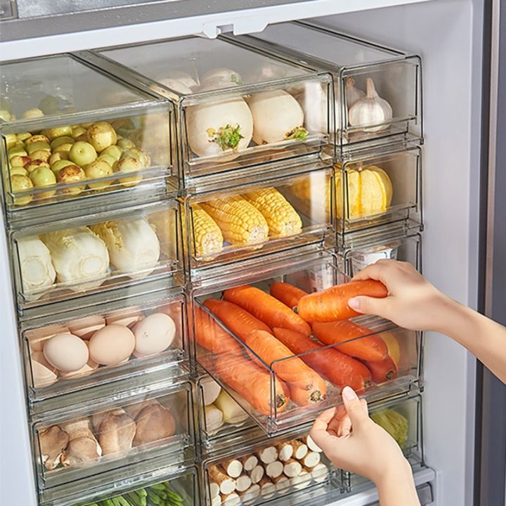 drawer-refrigerator-storage-box-clear-food-storage-bin-fruit-vegatable-meat-freezer-fridge-stackable-kitchen-organizer