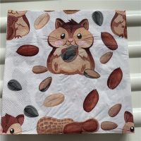 Decoupage Napkin paper beautiful tissue for kids cute cartoon animal Squirrel hamster nut happy Birthday Party Decor Supplies