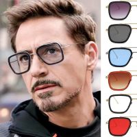 Steam Punk Tony Stark Sunglasses Men Women Fashion Square Driving Glasses Unisex Metal Frame Trendy Shades lentes de sol hombre Cycling Sunglasses