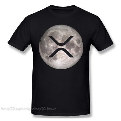 Mens Large T-shirt Men Xrp Ripple Coin Cryptocurrency Black T-Shirt On Themoon Tshirt Pure Cotton Tees Shirt For Adult【Size 4XL-5XL-6XL】