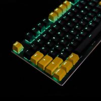 （Miss qis keycap）DoubleShine ผ่าน PBT Black Yellow Mixed Keyset ForMechanical 61 87 104