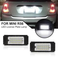 ไฟป้ายทะเบียน LED สำหรับมินิคูเปอร์ R56 R59 R58 R57 2ชิ้นโคมไฟตัวเลข18SMD สีขาวไร้ข้อผิดพลาด OEM #:51132756227