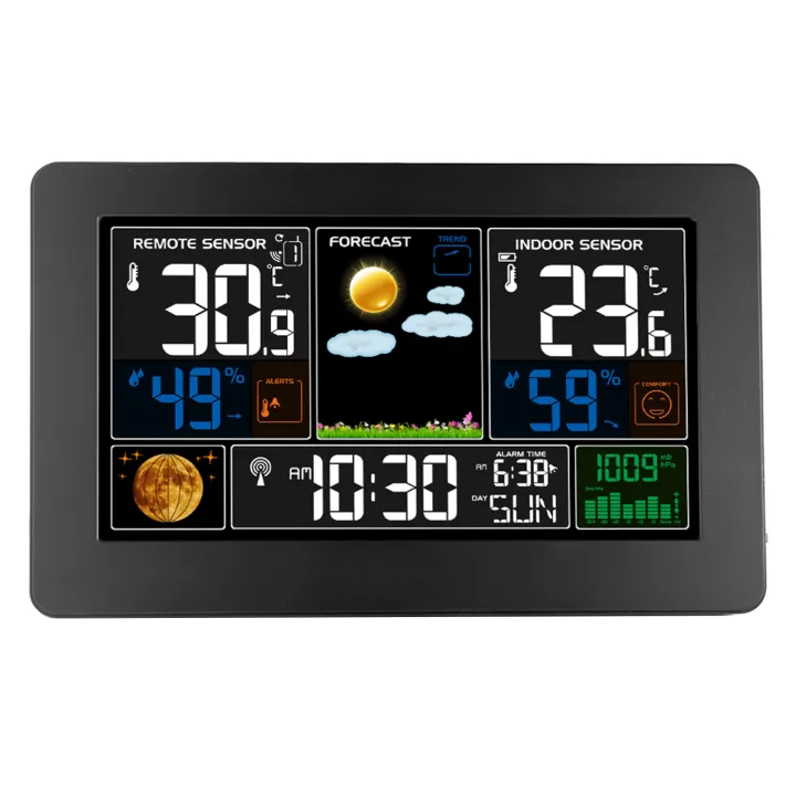 Weather Station Clock Wall Mounted, Alarm Clock With Weather