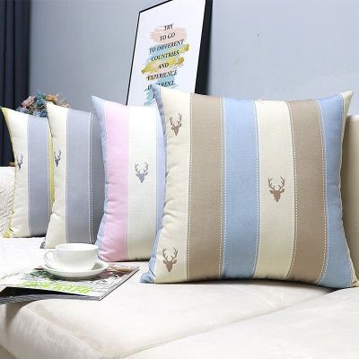 【SALES】 Nordic linen striped pillow sofa living room modern minimalist back cushion cover square without core ins
