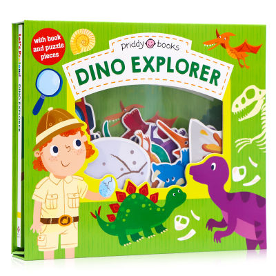 Role play series Dinosaur Hunter let S prend Dino Explorer interactive Jigsaw Puzzle Book English original picture book toy book flipping operation Book Baby puzzle development hardcover paperboard Book 3 years old+