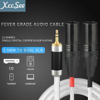 3.5mm Stereo Jack Male to Dual XLR Male OFC Aux Audio Cable for Mixer PC Microphone Headphone Splitter 0.75m 1m 1.5m 2m 3m 5m Headphones Accessories