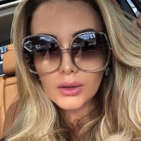 ℗ Classic Vintage Women 39;s Sunglasses Oversized Round Frame Luxury Brand Designer Shades Female 2021 Trend Brown Gradient Sun Glass