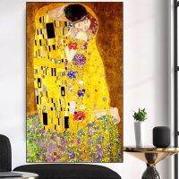 คลาสสิก Gustav Klimt Kiss บทคัดย่อภาพวาดสีน้ำมันบนผ้าใบพิมพ์โปสเตอร์-Modern Wall Art Cuadros รูปภาพสำหรับตกแต่งบ้าน-Elegant และ Timeless งานศิลปะ