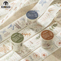 Mr.paper 6 Design Washi Tapes Plant Series วรรณกรรมวินเทจผีเสื้อดอกไม้บัญชีมือสำหรับสมุดบันทึกการตกแต่ง