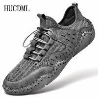 Handmade Men Casual Shoes Summer Leather+Mesh Breathable Soft Soled Comfortable Walking Shoes Driving Male Loafers