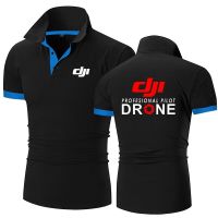 Dji Professional Pilot Drone Printed Summer Mens Polo Shirt Casual High Quality Cotton Short Sleeves Classic Tops T-shirts