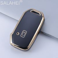 npuh TPU Gold Edge Car Key Case Cover Smart Remote Shell For Kia Telluride SX Sportage R K5 GT Line Seltos 2020 2021 2022 Accessories