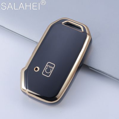 npuh TPU Gold Edge Car Key Case Cover Smart Remote Shell For Kia Telluride SX Sportage R K5 GT Line Seltos 2020 2021 2022 Accessories