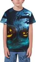 Happy Halloween Pumpkin Lantern Bat Spider T- Shirt Short Novelty for Boys and Girl