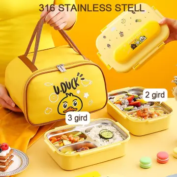 1500ml Portable 316 Stainless Steel Student Lunch Box, 5 Compartments Kids'  & Adults' Picnic Food Container With Bag And Tableware, 1 Set