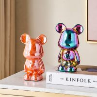 Modern Home Decor Accessories Plating Bear Figurine Kawaii Room Decor Desk Ornament Creative Animal Statue Ceramic Craft Gift