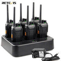 Retevis RT27วิทยุสองทิศทางมีที่ชาร์จ6ทิศทาง PMR446ใบอนุญาต16ช่องนาฬิกา VOX วิทยุสองทิศทางสำหรับโรงเรียนโรงงานความปลอดภัย (6แพ็คสีดำ)