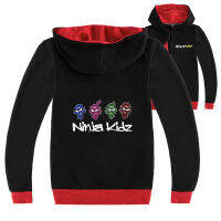 Ninja KIDZ Boy S Long Sleeve Hooded Zipper Sweater Black/grey Kid S Clothing Spring And Autumn Cotton + Polyester Jacket For Boys 15 Years Old Girls 3-16 Yrs ซื้อทันทีเพิ่มลงในรถเข็น