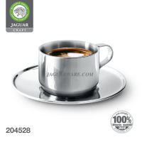 JAGUAR ถ้วยกาแฟ พร้อมจานรอง ขนาด 8 ซม. ตรา จากัวร์ มาตราฐาน ISO 9001 ผลิตในประเทศไทย แพ็ค 1 ชุด