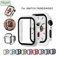 Migeet คลุมทั้งหมดเข้ากันได้กับนาฬิกา Apple ซีรีส์7 6 SE 5 4 3 2 1เคสกรอบแข็งกันชนพลาสติกพร้อมกระจกสำหรับ I Watch Series 45มม. 41มม. 44มม. 40มม. 42มม. 38มม.