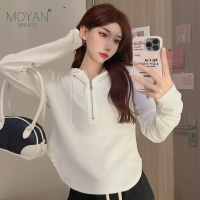 Moyan Sports เสื้อฮู้ด เสื้อแขนยาวอบอุ่น หลวมและสบาย เท่ ชิค ทันสมัย น่ารัก WWY239346Q 39Z230927