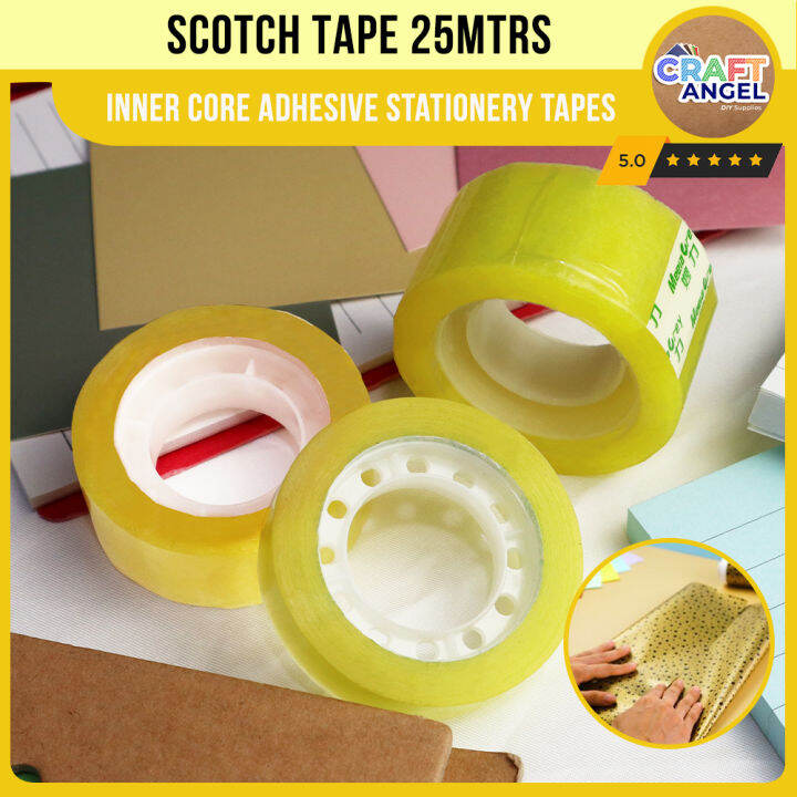 Small Tape 25 Meters Yellow Clear Small Roll 1inch Inner Core Adhesive