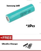 2pcs Samsung 20R 18650 2000mAh 3.6V Battery ถ่านชาร์จ 18650 รุ่น INR18650-20R 2000mAh (2 ก้อน) + Charger