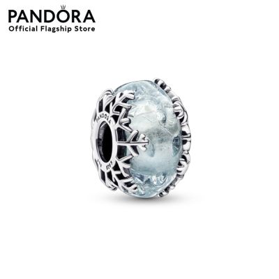 Pandora Snowflake sterling silver charm with blue frozen Murano glass เครื่องประดับ   ชาร์ม ชาร์มสีเงิน สีเงิน ชาร์มเงิน เงิน ชาร์มสร้อยข้อมือ ชาร์มแพนดอร่า แพนดอร่า