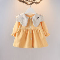 Baby dress baby girl dress new long-sleeved doll collar fashion all-match 1-3 years old baby