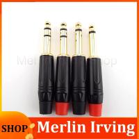 Merlin Irving Shop 2 Pole Mono / 3 Pole Stereo Jack 6.35mm Connector Gold-Plated 6.5MM 1/4 Inch Plug Audio Microphone Cable Connector