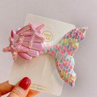 【cw】 Colorful Hair Sparking Seashell Starfish Fishtail Hairpin Birthday Paty Accessories