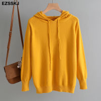 casual Autumn spring hooded sweater Pullovers Women female  loose sweater knit Jumpers top