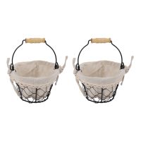 2X Iron Art Wire Sundries Storage Basket Desktop Grocery Organizer Small Fruit Bowl Portable Mini Basket