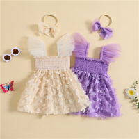 Toddler Kid Baby Girls Two Piece Outfits Butterfly Princess Tulle Dress and Headband for Party Summer Children Clothes  by Hs2023