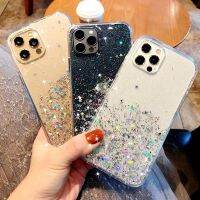 เคสกากเพชรสำหรับ iPhone แวววาว15 14 Pro Max 14Plus 13 12ฝาหลัง TPU นิ่มสำหรับโทรศัพท์ไล่ระดับสีสุดหรู