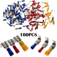 【hot】┇  100pcs/Set Piggy Back Spade Terminators Insulated Butt Crimp Electrical Terminals 10-22AWG