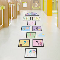 Shao Hopscotch สติ๊กเกอร์พื้นถอดออกได้สติ๊กเกอร์ติดผนังการ์ตูนเด็กอนุบาลเกมตัวเลข