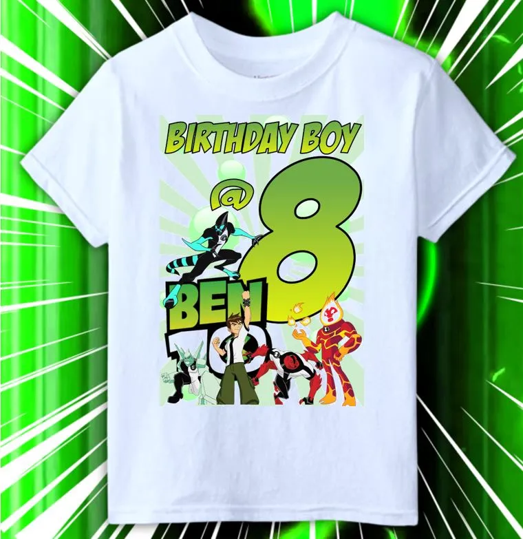BIRTHDAY SHIRT FOR KIDS BEN 10 DESIGN FIT TO 1 TO 12 YEARS OLD