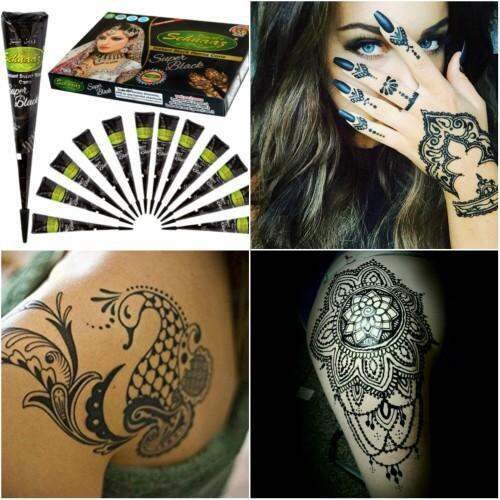 Golecha Super Black Henna Cones By vimal's Sehnaaz For Temporary Henna Body art work tattoos Inai Hitam 12 pc each 25g | Lazada Golecha Super Black Henna Cones By vimal's Sehnaaz For Temporary Henna Body art work tattoos Inai Hitam 12 pc each 25g | Lazada