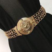 【CC】 2023 Ladies Floral Elastic Gold Chain Feminino Cintura Metal Designer Cintos Para As Mulheres Vestido Stretch Cummerbunds