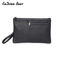 KUDIAN BEAR Business Men Clutch Bag Fashion Male Wristlet Handbag Simple Black PU Leather Envelope Bags For Phone BIX361 PM49